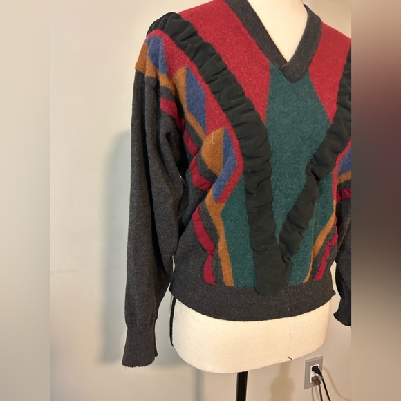 Retro 80's Multi-color Textured Wool Women's Sweater Sz. Small - Picture 7 of 7